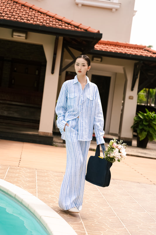 Linen Striped Blue Shirt