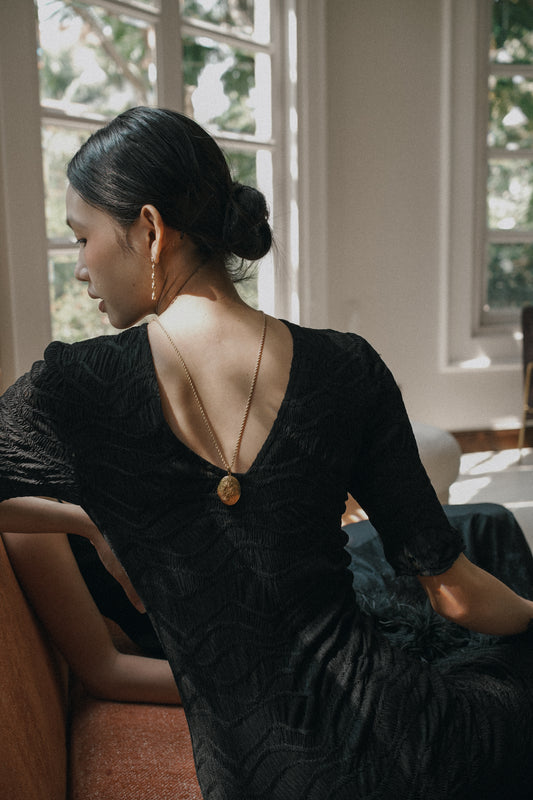 Plum Black Feather Dress