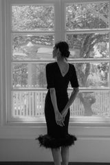 Plum Black Feather Dress