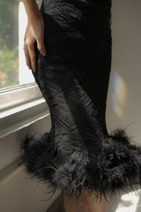 Plum Black Feather Dress