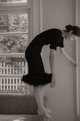 Plum Black Feather Dress