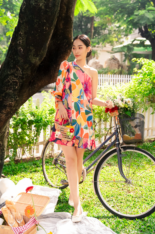 Floral One-Shoulder Dress
