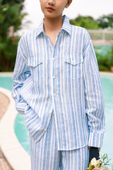 Linen Striped Blue Shirt