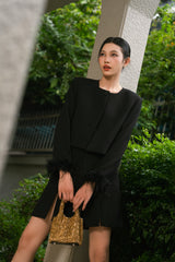 Midnight Feather Trim Jacket